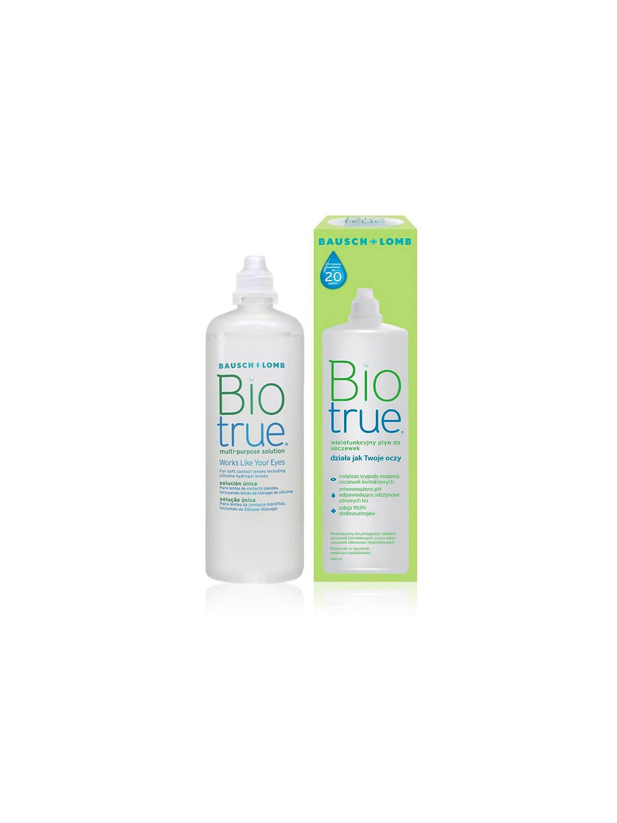 Płyn do soczewek kontaktowych Biotrue 480 ml