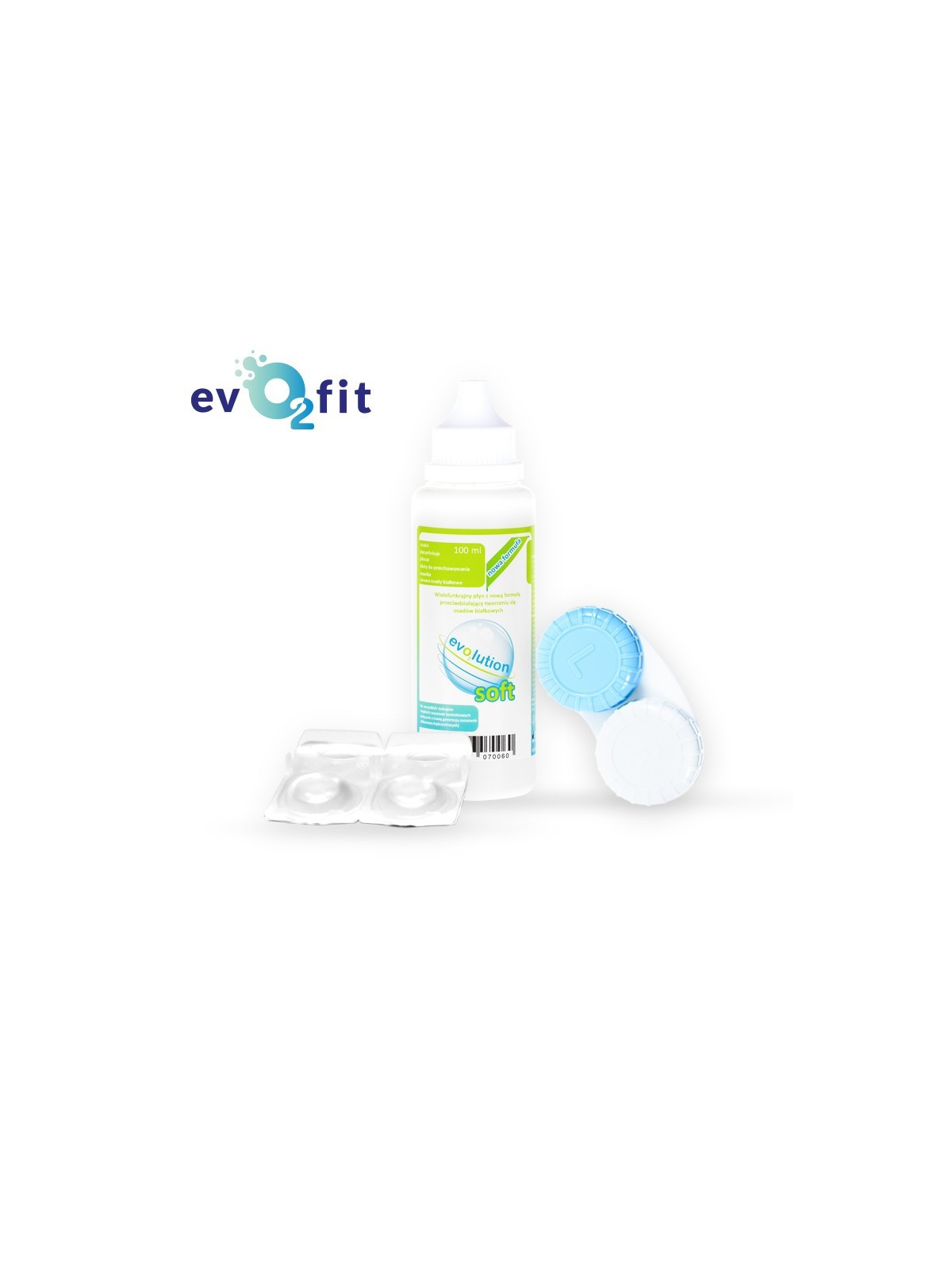Zestaw startowy evO2fit: 2 soczewki + płyn + pojemniczek