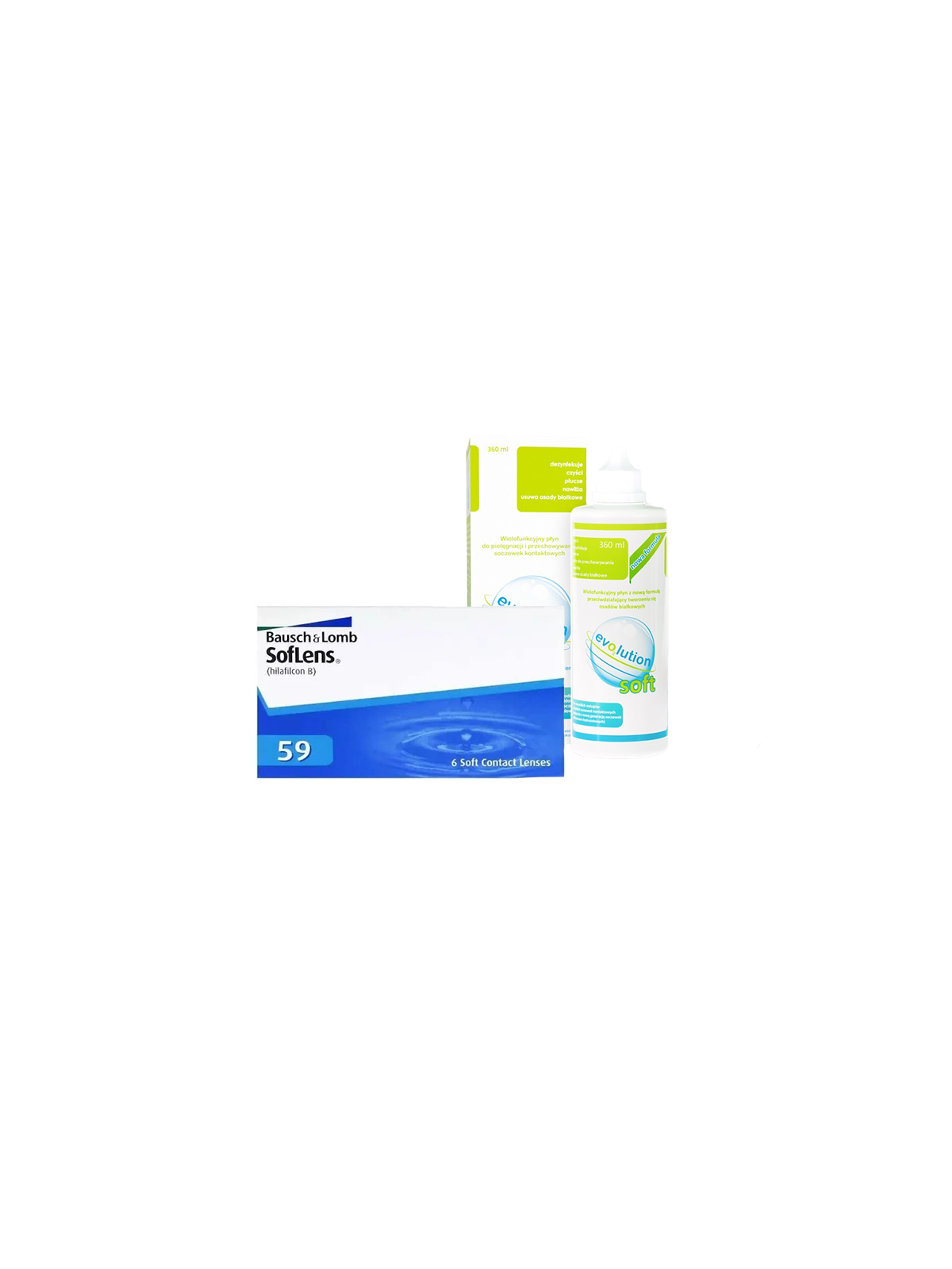 Soczewki SofLens 59 6 szt. + płyn evO2lution soft 360 ml