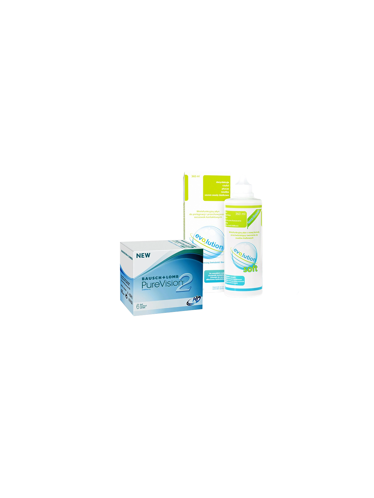 Soczewki PureVision 2 6 szt. + płyn evO2lution soft 360 ml