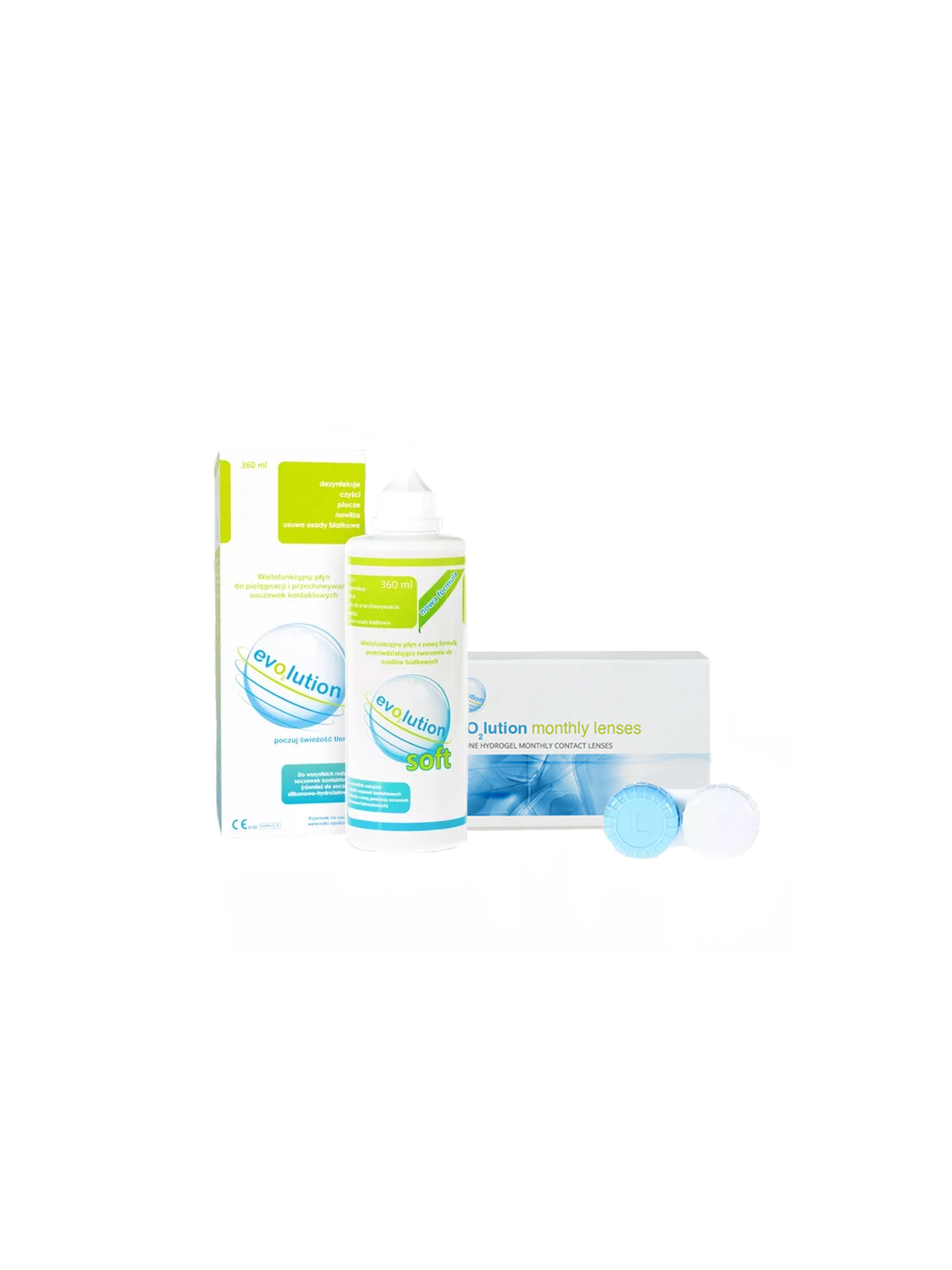 Zestaw evo2lution monthly lenses 6 szt.  + płyn evo2lution soft 360 ml