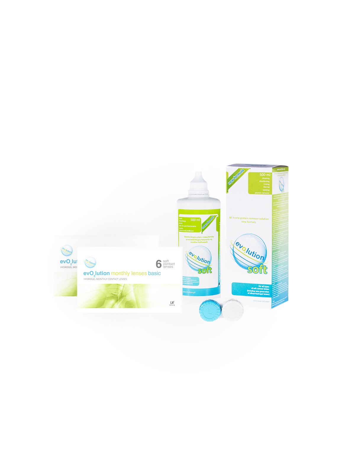 evo2lution monthly lenses basic 2 op. x 6 szt. + płyn evO2lution soft 500 ml