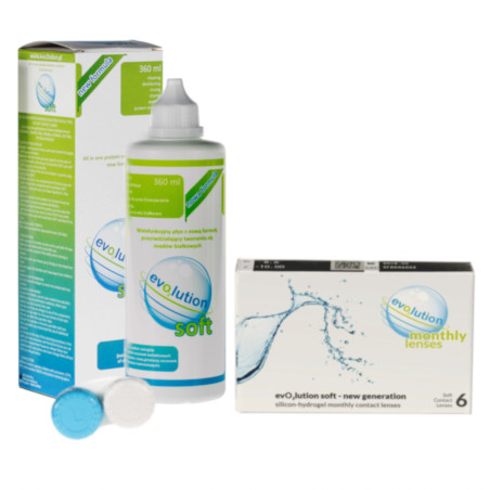 Zestaw evo2lution monthly lenses 6 szt.  + płyn evo2lution soft 360 ml