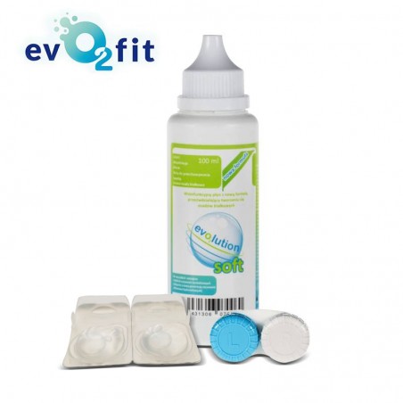 Zestaw startowy evO2fit: 2 soczewki + płyn + pojemniczek