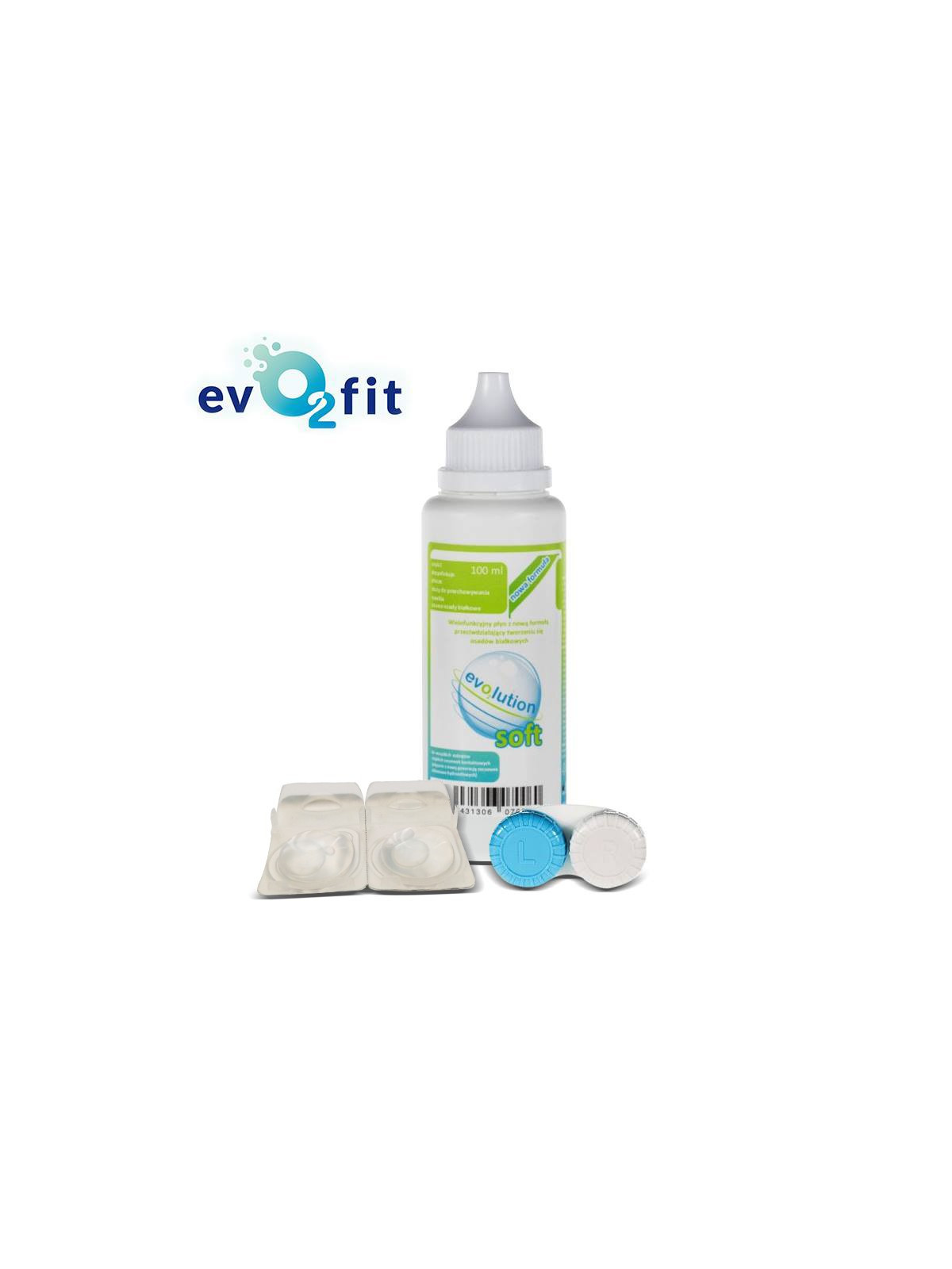 Zestaw startowy evO2fit: 2 soczewki + płyn + pojemniczek
